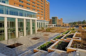 Outside patio in front of Lexington Medical Center building