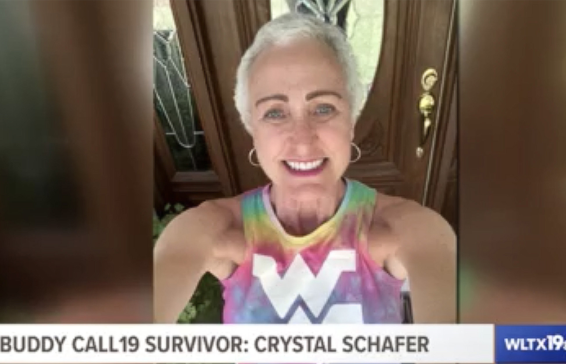 Crystal Schafer on front porch
