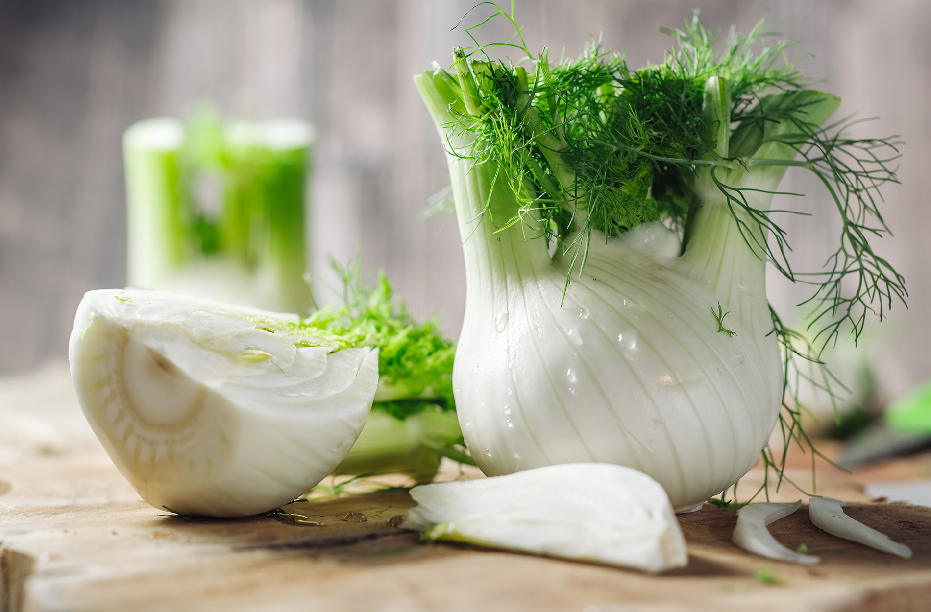 Fennel bulb on cutting board