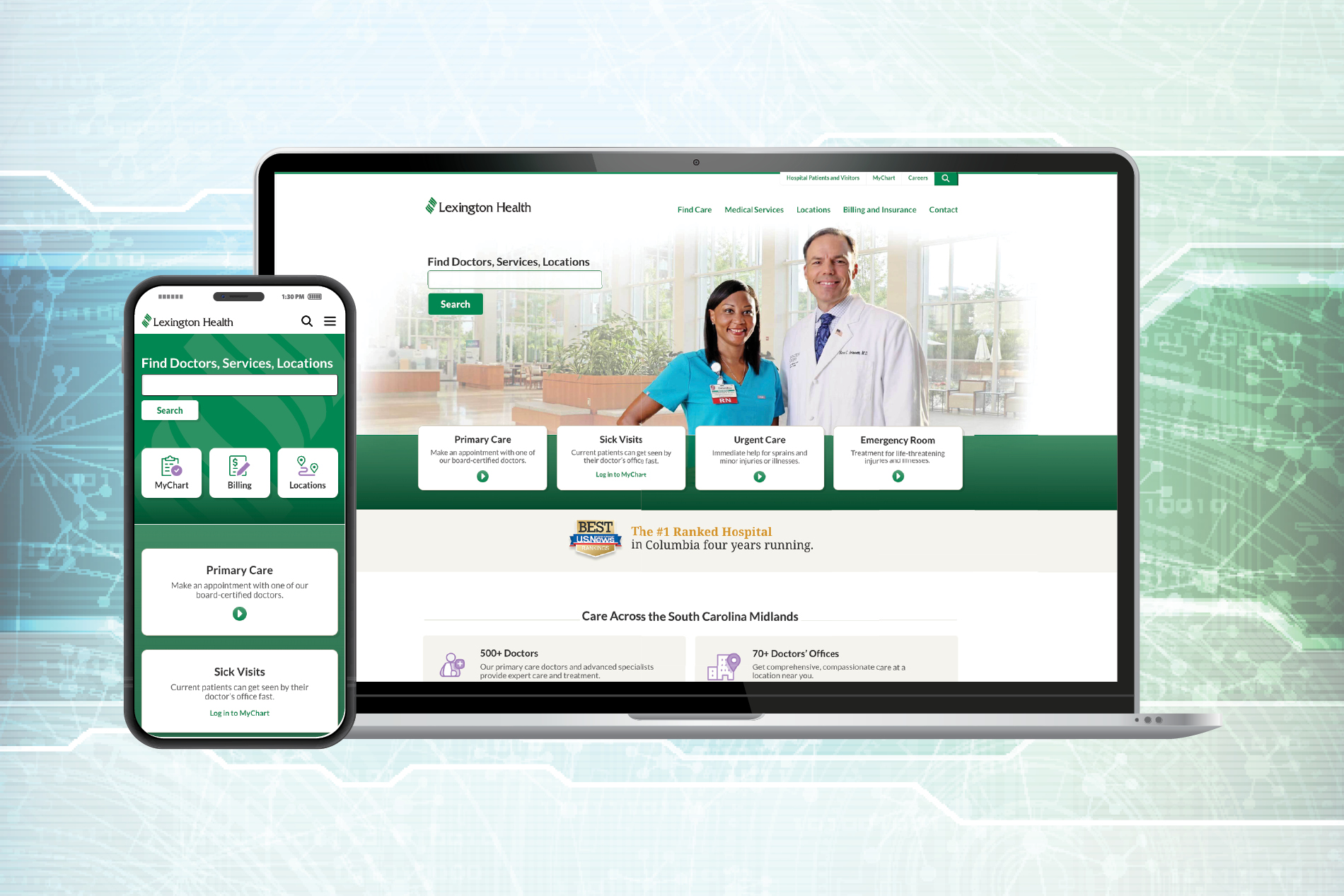 Image of LexHealth.com on laptop and mobile phone