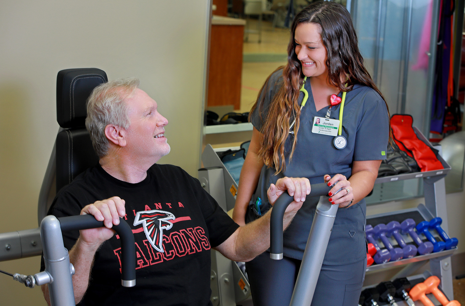 Cardiac Rehab nurse with patient