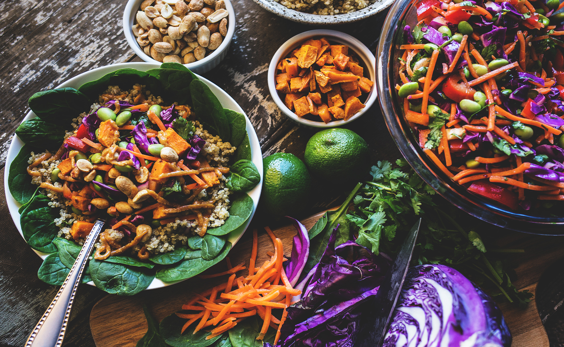 Array of vegetables and nuts