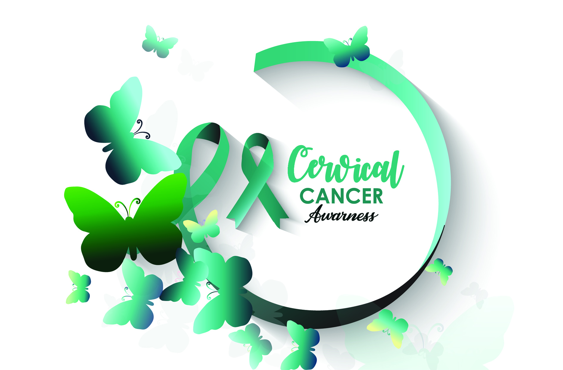 Graphic for Cervical Cancer Awareness with blue butterflies