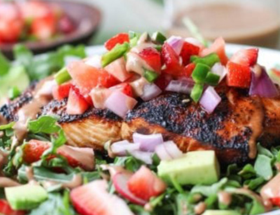 Balsamic Glazed Salmon with Strawberry Salsa Balsamic glazed salmon with strawberry salsa