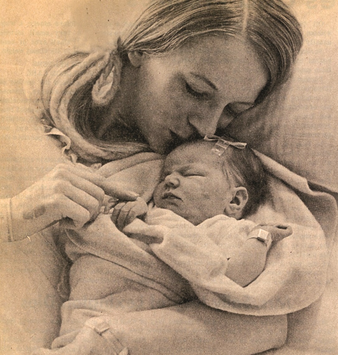 Windy Baird as Baby Windy's mother holding Windy at birth in 1971